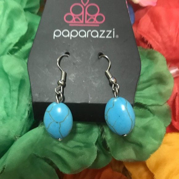 Paparazzi Turquoise-like Hanging Earrings - Picture 14 of 16